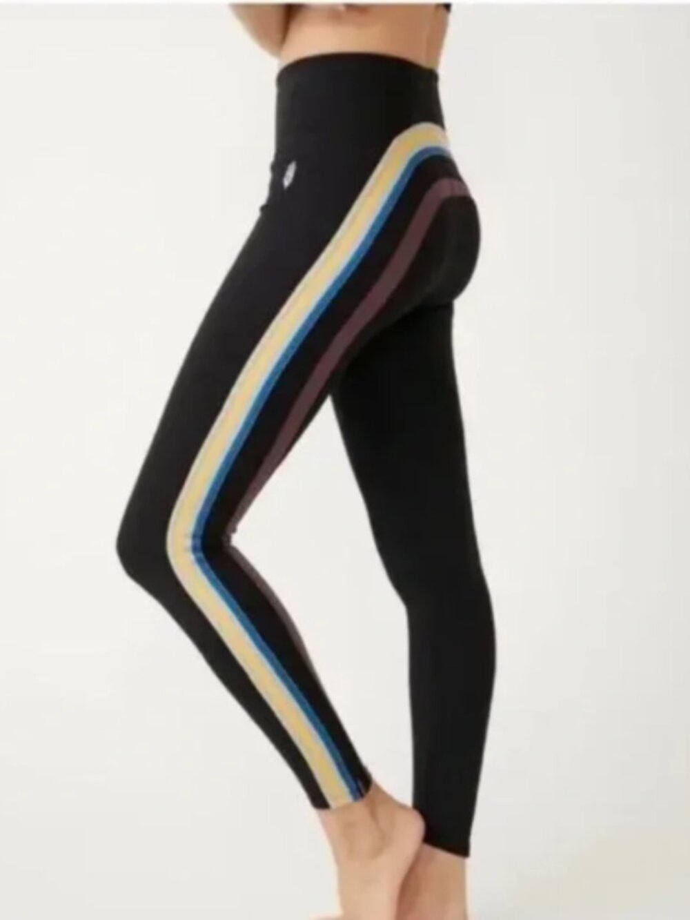 NWOT FP Movement Run Racer Legging in black combo/fig striped L